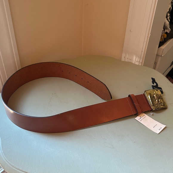Ralph Lauren Brown Leather Belt with Gold Eagle Buckle Large - Picture 3 of 3